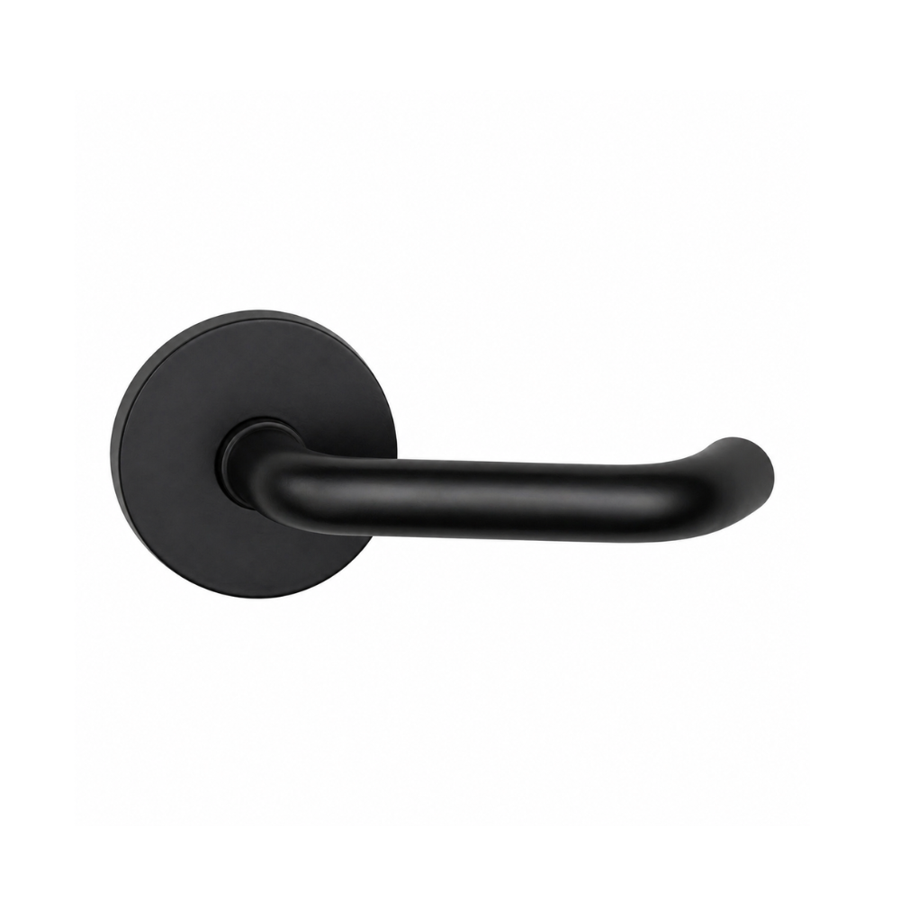 Lockwood, 1370/1371/70PC, 1370 Series 70 Lever On Round Rose Full Set Black Polyester Powdercoat