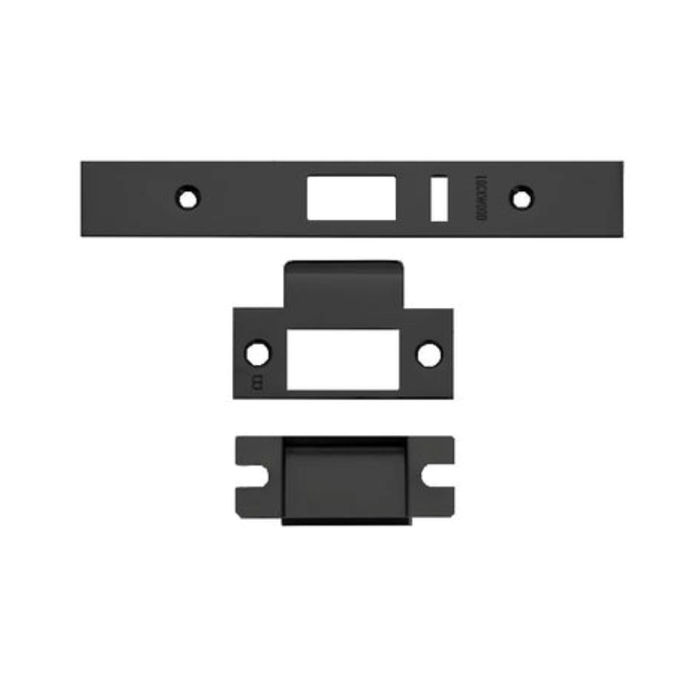 Lockwood, 3570-PCKIT, 3570 Series Finish Kit - Strike, Face Plate & Screws -Black Polyester Powdercoat