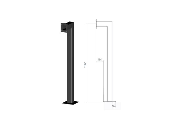 SEQ1, Floor Mount Access Control Bollard Black