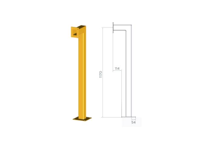 SEQ1, Floor Mount Access Control Bollard Yellow