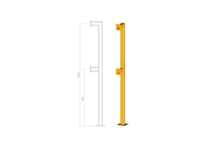 SEQ2, Intercom Bollard Dual Attachment Points @ 1170 & 2120 Yellow Powdercoat Finish