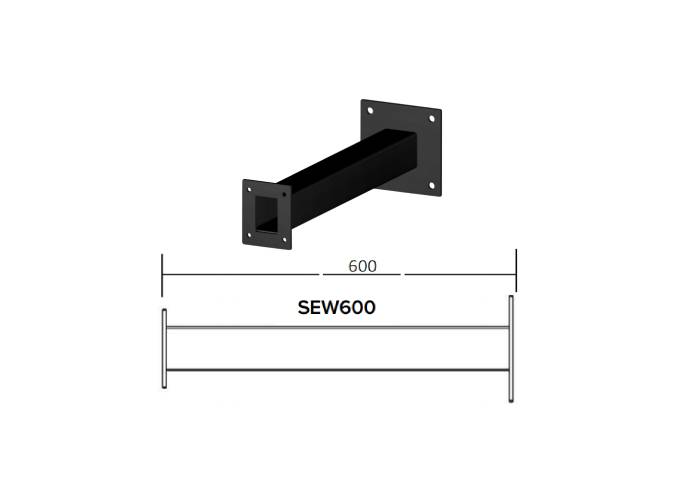 SEW600, 600m Long Square Wall Mount Black Powder Coated Finish