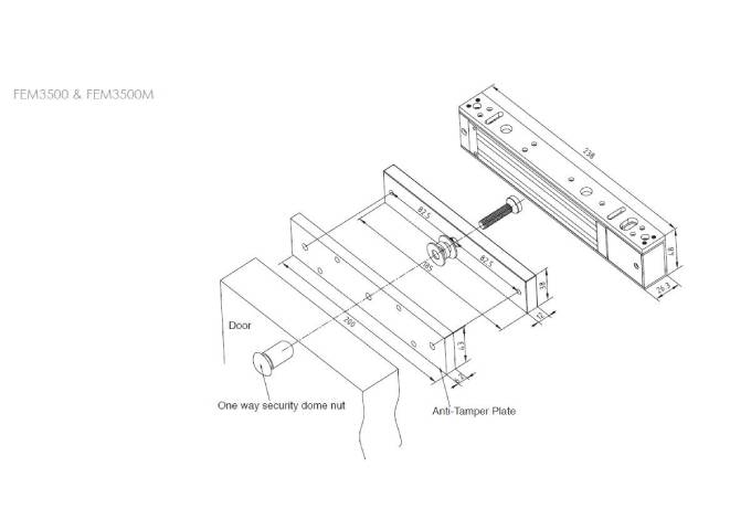 LOX, EM3500M-BLK, EM3500M Black Magnetic Lock Monitored 280kg
