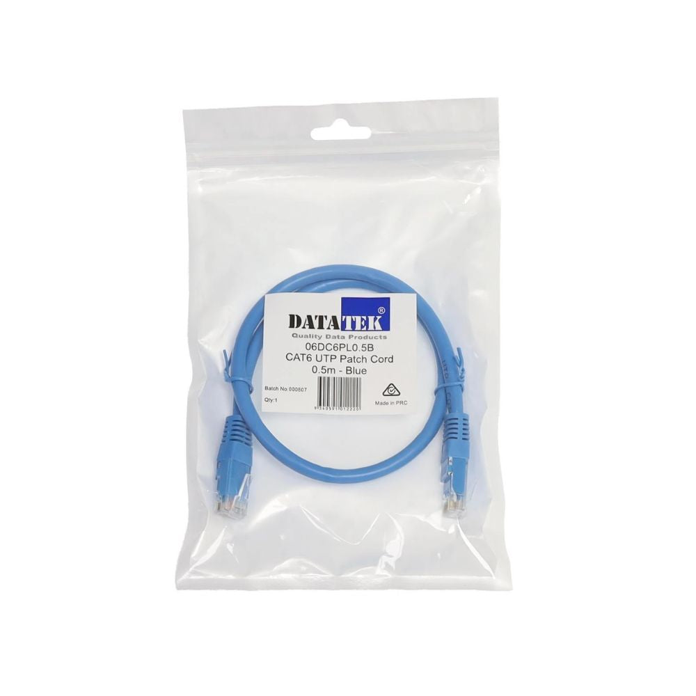 Datatek 06DC6PL0.5B 0.5 Metre CAT6 UTP Patch Lead