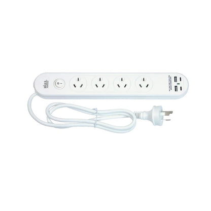 Hills Antenna 09H4PBUSBC 4 Way Powerboard with overload protection 2 USB-A + 2USB-C with master switch white 1M