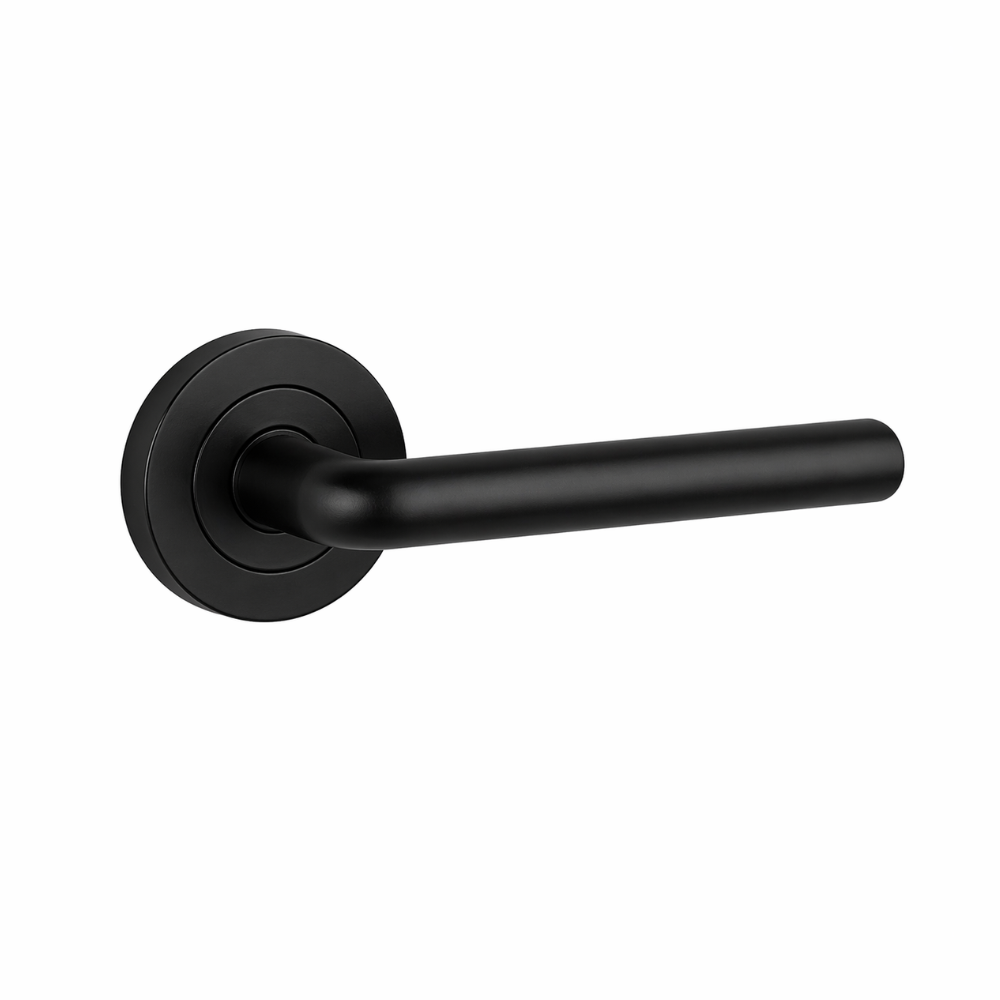 Lockwood 1220/1221/104PC Symphony 104 Lever on Round Rose Full Set- Black Polyester Powdercoat