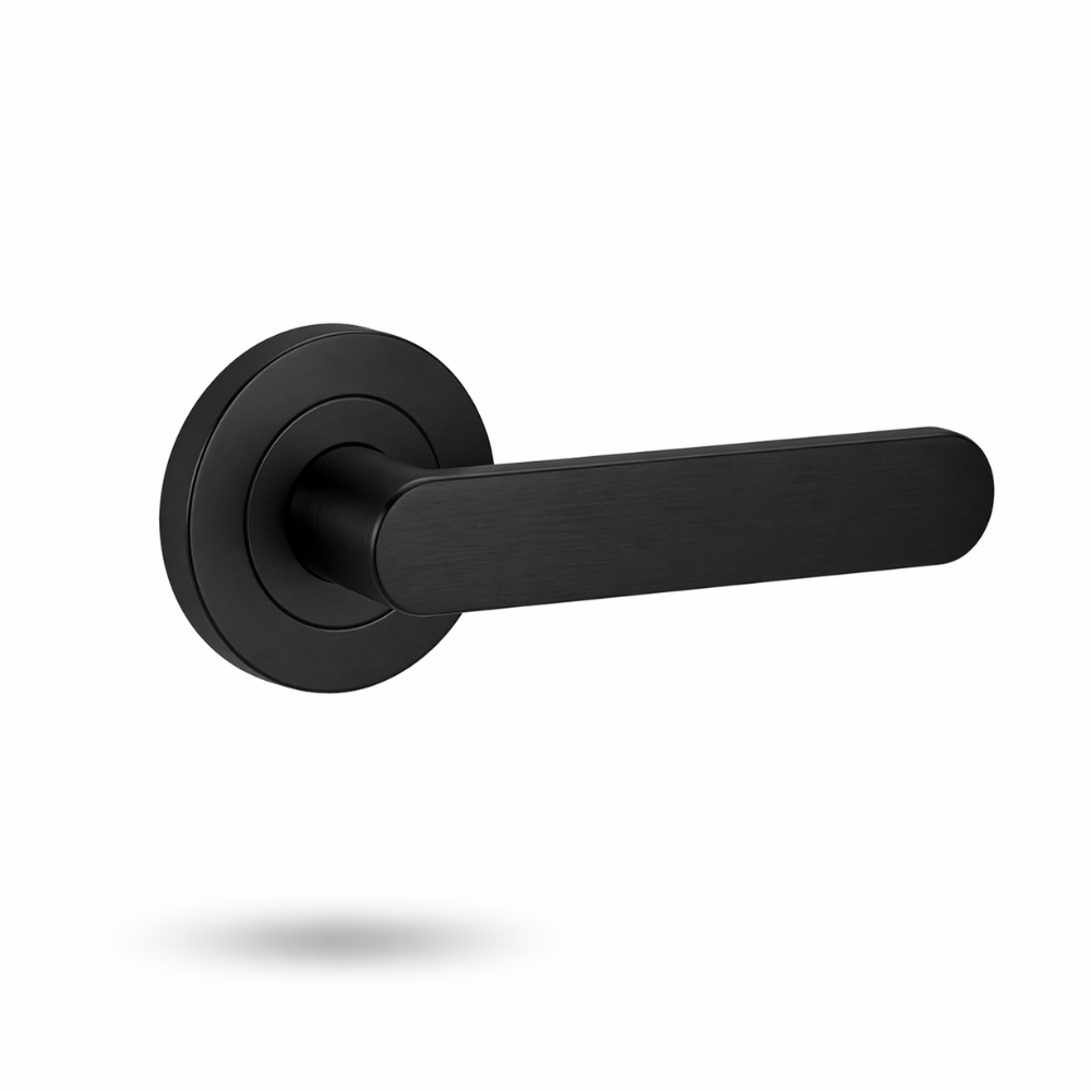 Lockwood 1220/1221/106PC Symphony 106 Lever on Round Rose Full Set- Black Polyester Powdercoat