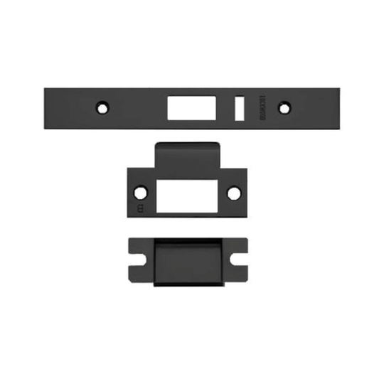 Lockwood, 3570-PCKIT, 3570 Series Finish Kit - Strike, Face Plate & Screws -Black Polyester Powdercoat