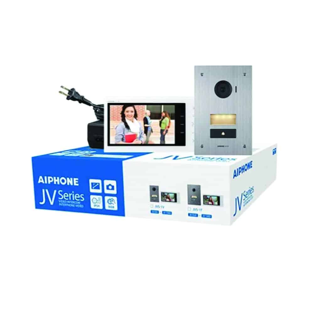 Aiphone JVS-1F.MO, Video Intercom Kit, 7"Screen, Handsfree, 1 to 1 Colour Video, Flush Mount Entry, No APP. (JV-1MD, JV-DVF, PS-2420)