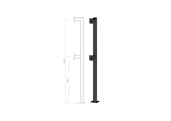 SEQ2, Intercom Bollard Dual Attachment Points @ 1170 & 2120 Black Powdercoat Finish