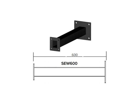 SEW600, 600m Long Square Wall Mount Black Powder Coated Finish