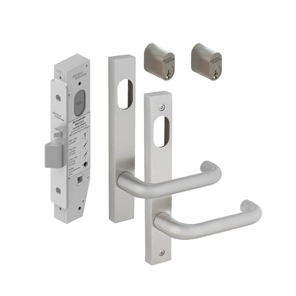 Dorma Kaba DKSB2212KIT1 Double Cylinder Lock Kit with 6400 Square End Plate Furniture & KD Cylinders SSS