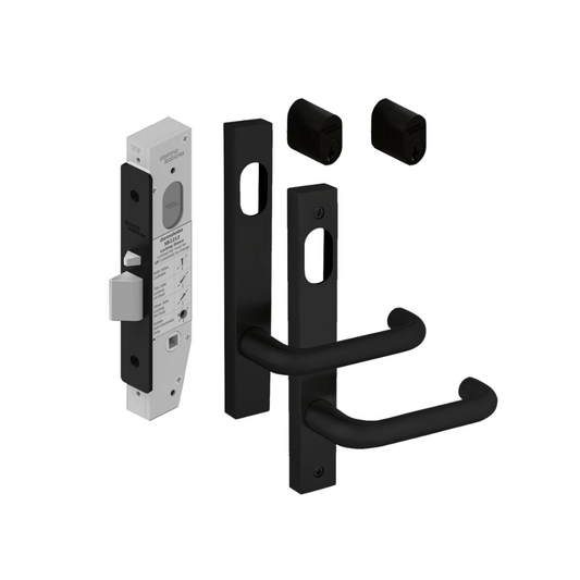 Dormakaba DKSB2212KIT1BLK SB2212 Double Cylinder Lock Kit with 6400 Square End Plate Furniture & KD Cylinders PVD Black