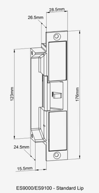 ASSA ABLOY ES9000, ES9000 E/Strike 12-30VDC M/Function Preload Monitored Lip Holes