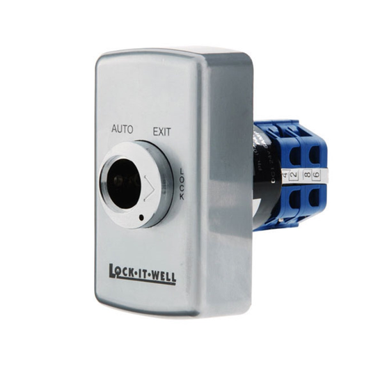 LIWAL545021 LIW Auto Door Series Key Switch, LW5 Profile, Mullion Mount, 4 Position Key Removal, 10A, 4 Pole, 2 Stage, Engraved OPEN/AUTO/EXIT/LOCK