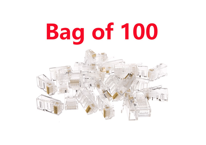 NECAT5E6CP100, Neptune Cat5/Cat6 RJ45 Through Crimp, Bag 100