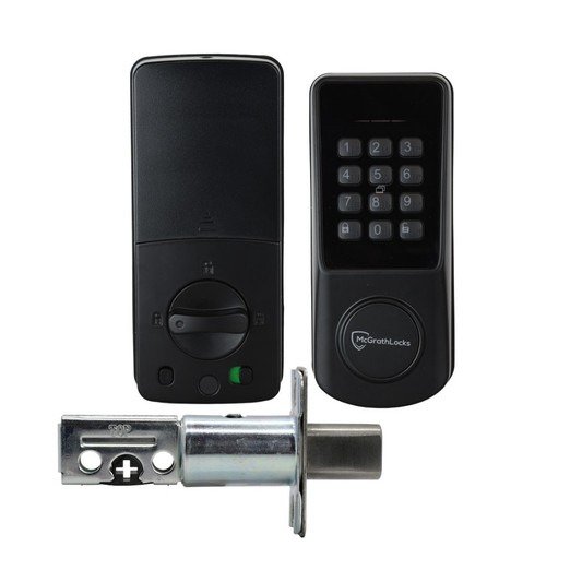 McGrath Locks, MLASHBKT6070, Ashgrove Smart Deadbolt, Raised Button with Braille, Black Finish with 60/70mm Adjustable Bolt