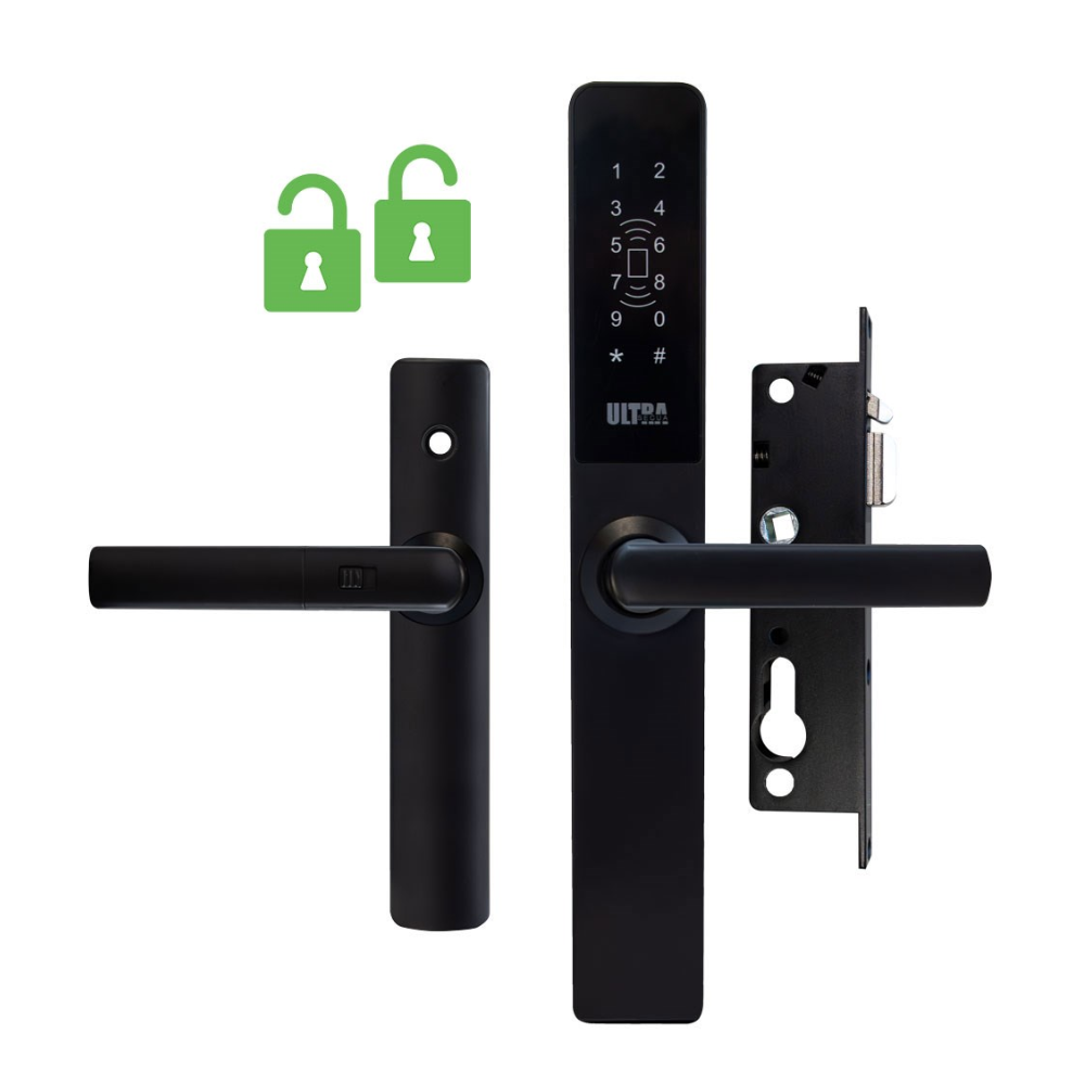 McGrath Locks MLULSDUBKWM Ultra-Secua Smart Lock with Dual Unlock Feature, Suits Common Screen Doors, IP66 Rating, Black Finish and supplied with Lock Body