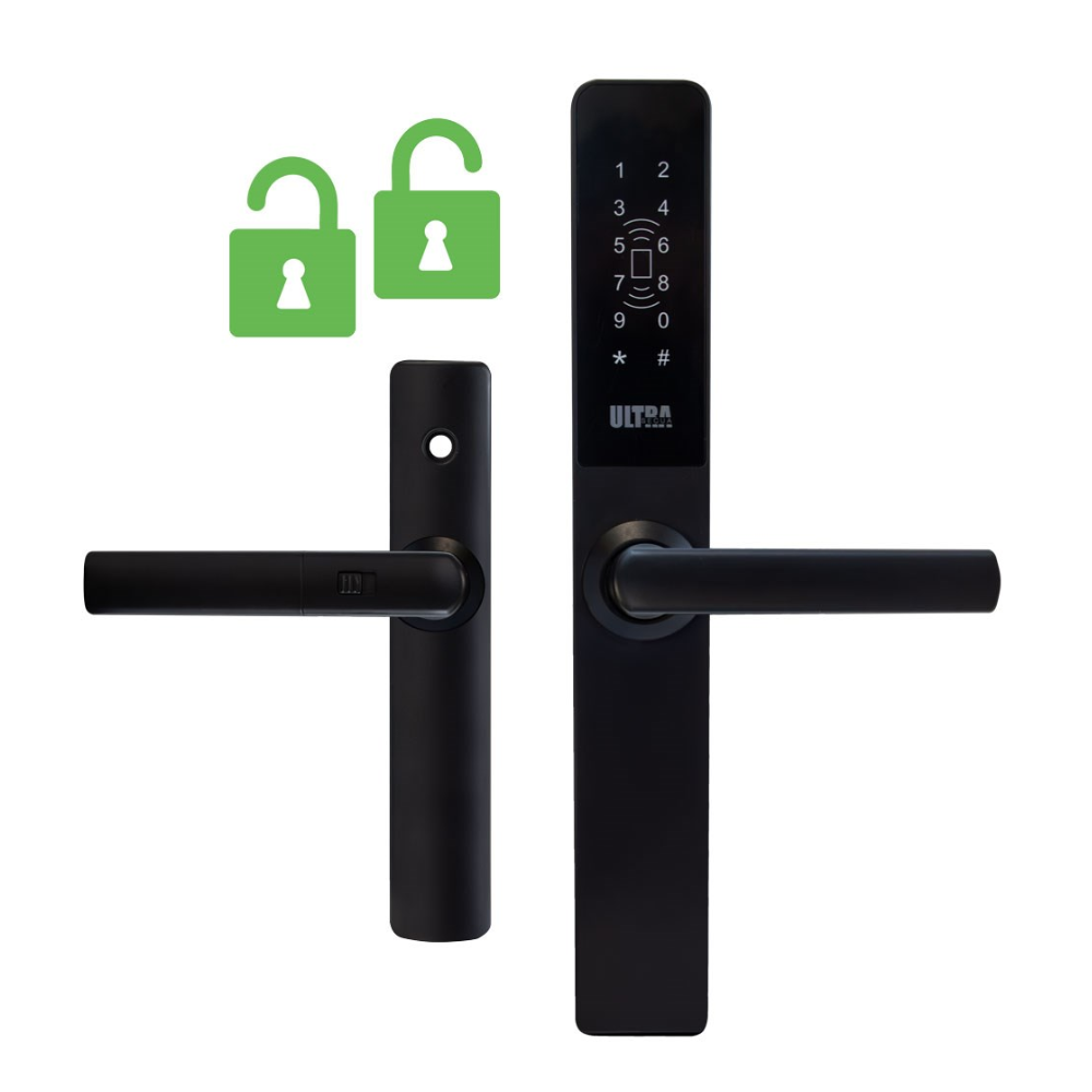 McGrath Locks MLULSDUBKWM Ultra-Secua Smart Lock with Dual Unlock Feature, Suits Common Screen Doors, IP66 Rating, Black Finish and supplied with Lock Body