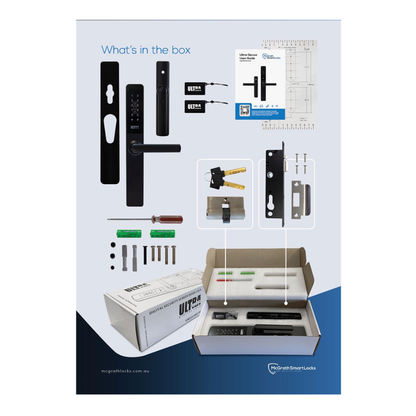 McGrath Locks MLULSDUBKWM Ultra-Secua Smart Lock with Dual Unlock Feature, Suits Common Screen Doors, IP66 Rating, Black Finish and supplied with Lock Body