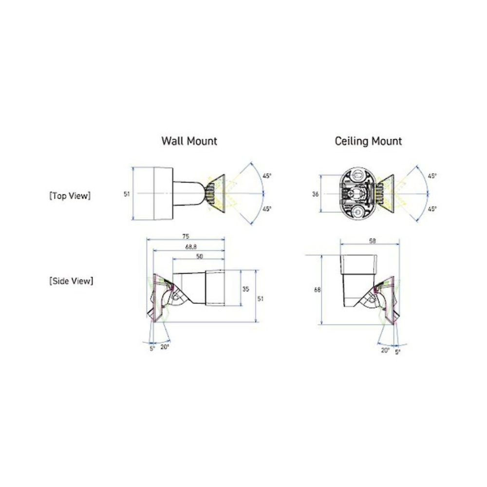 AAP, OPT-FLX-CW-G2, Adustable Ceiling or Wall Bracket for FLX-S-ST Detector